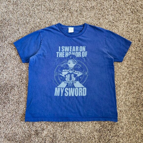 Vintage Fate Stay Night Saber Cospa Anime T-Shirt Y2K Japanese Manga Promo Tee - Picture 1 of 7
